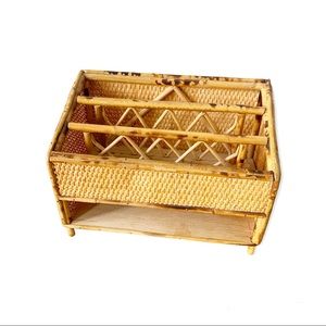 Vintage Bamboo Ratan Paper Sorter